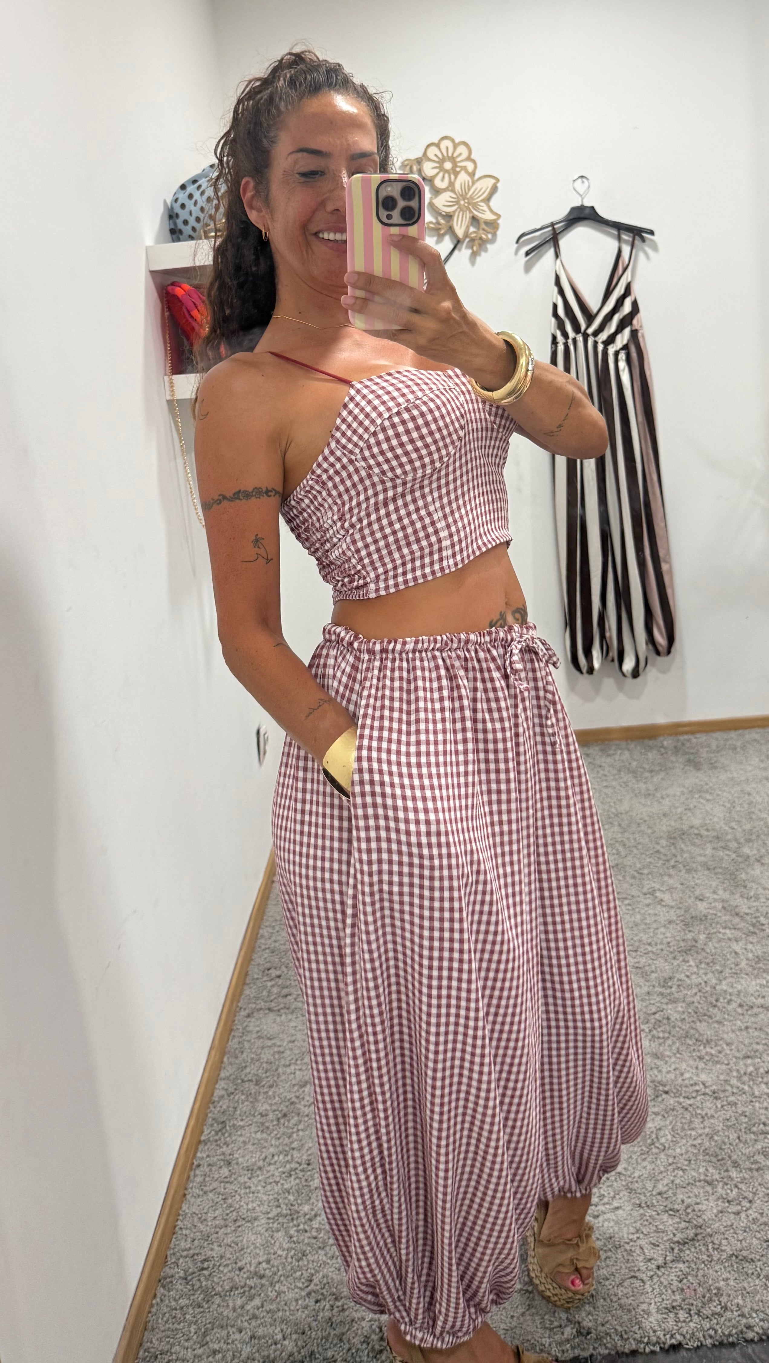 CONJUNTO VICHY TOP Y PANTALÓN
