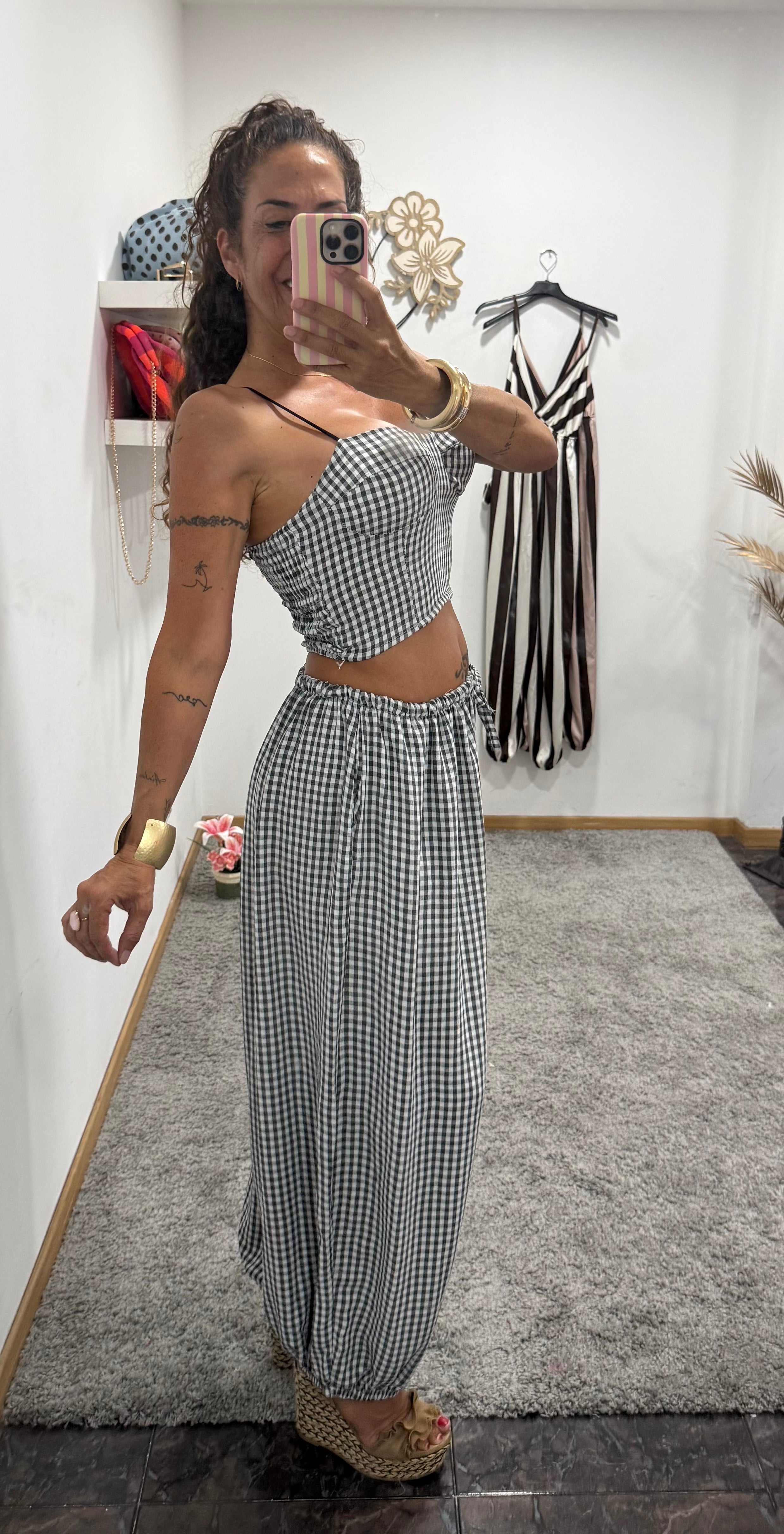 CONJUNTO VICHY TOP Y PANTALÓN