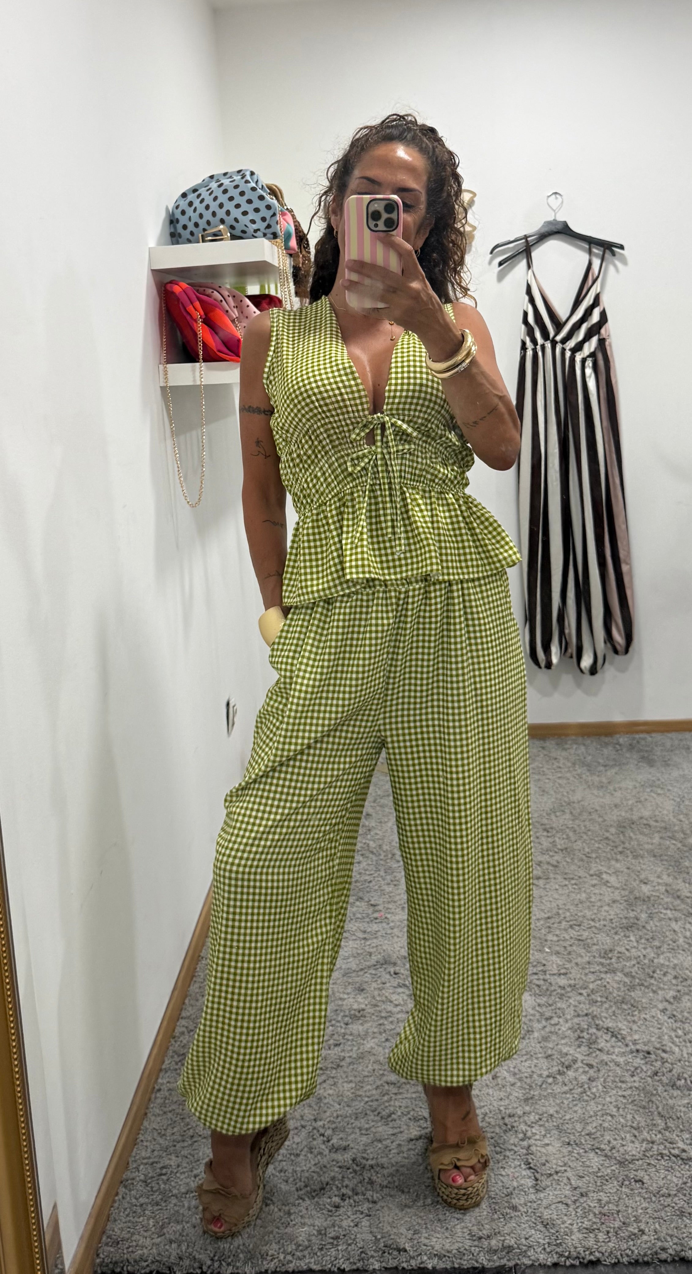 CONJUNTO VICHY TOP Y PANTALÓN