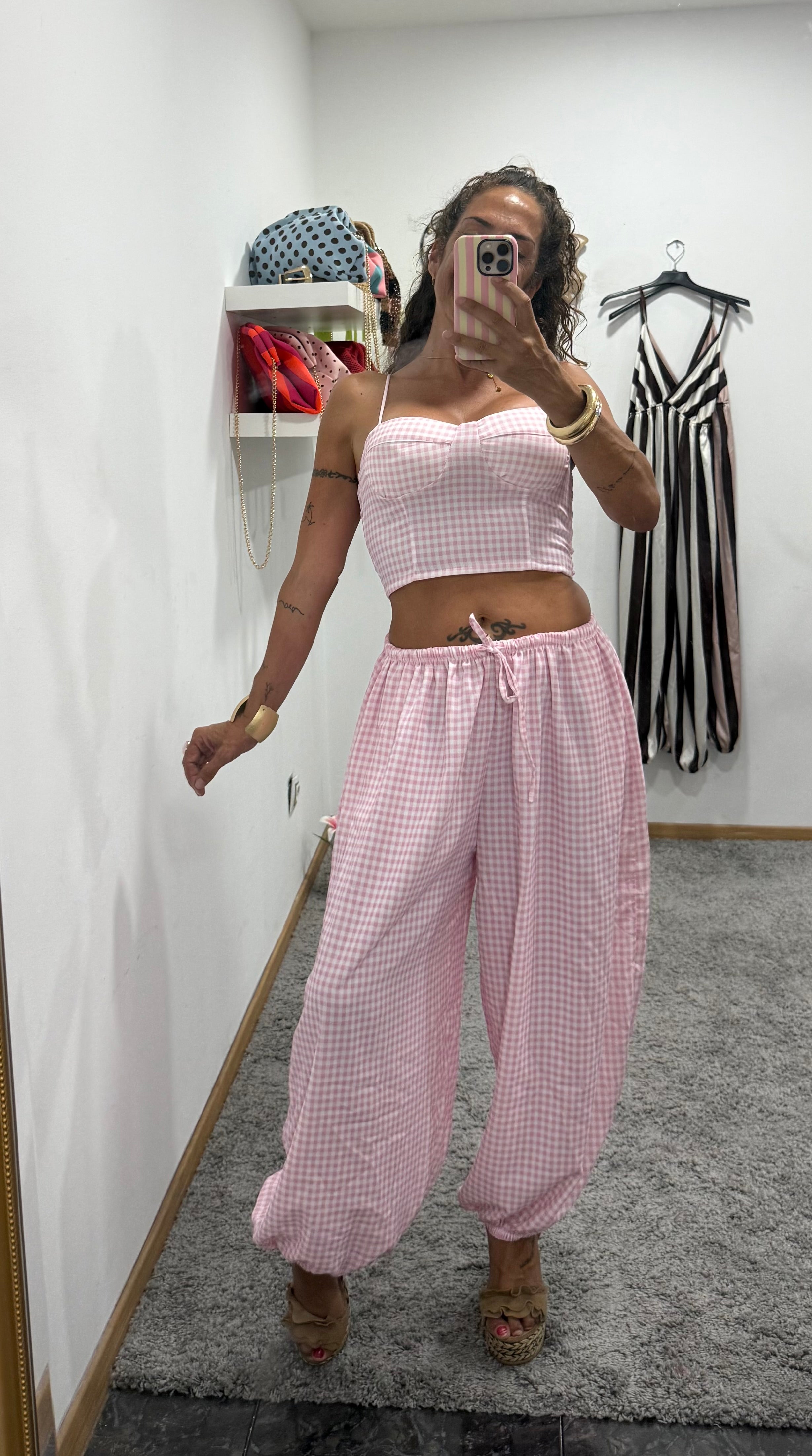 CONJUNTO VICHY TOP Y PANTALÓN