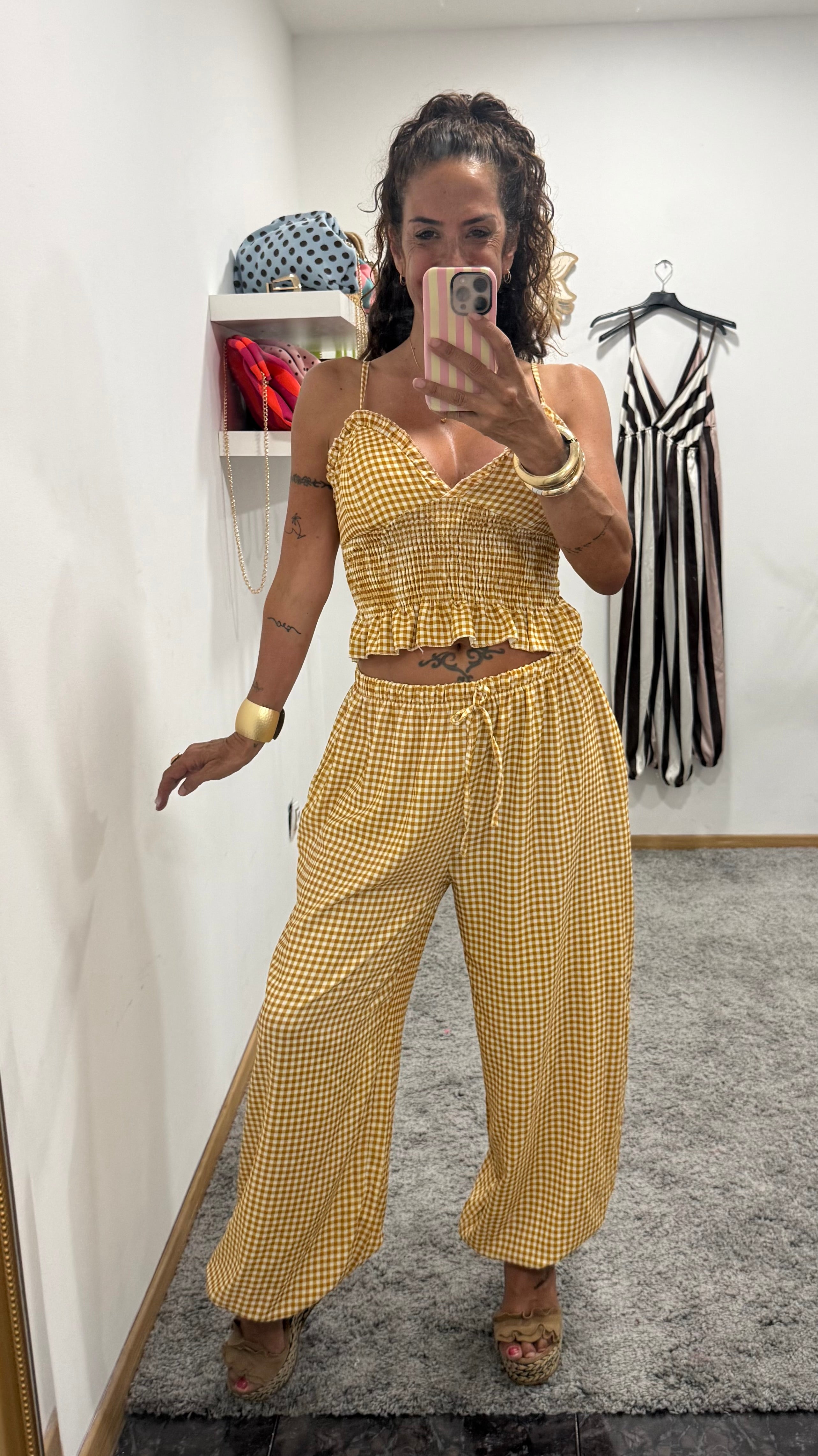 CONJUNTO VICHY TOP Y PANTALÓN