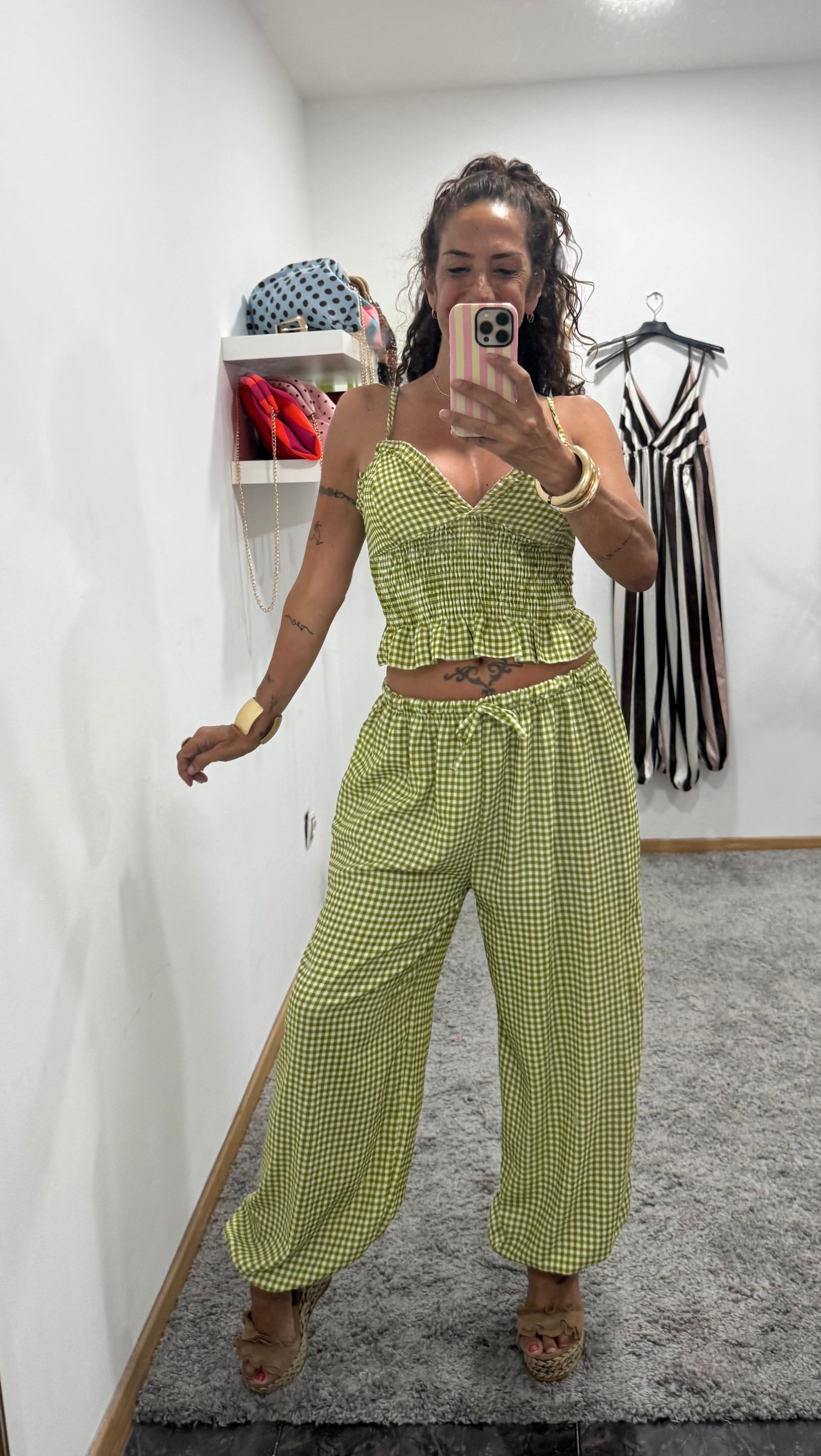CONJUNTO VICHY TOP Y PANTALÓN