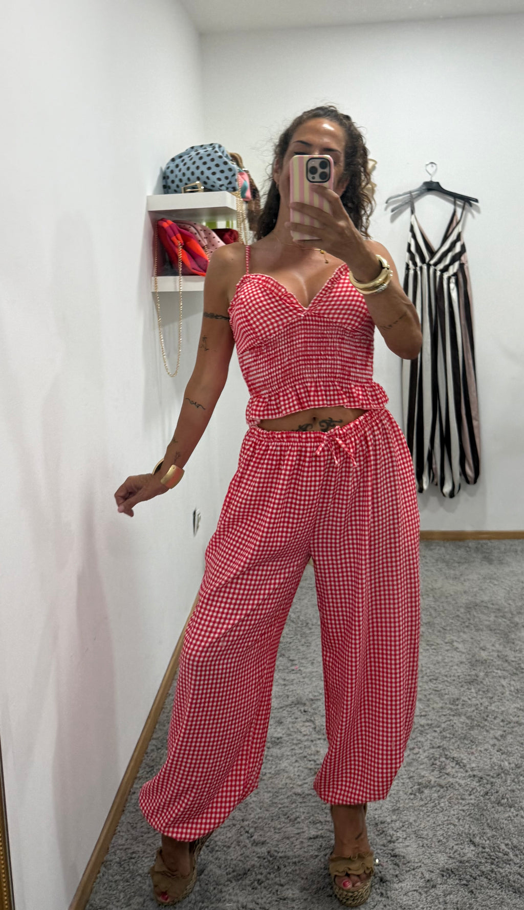 CONJUNTO VICHY TOP Y PANTALÓN
