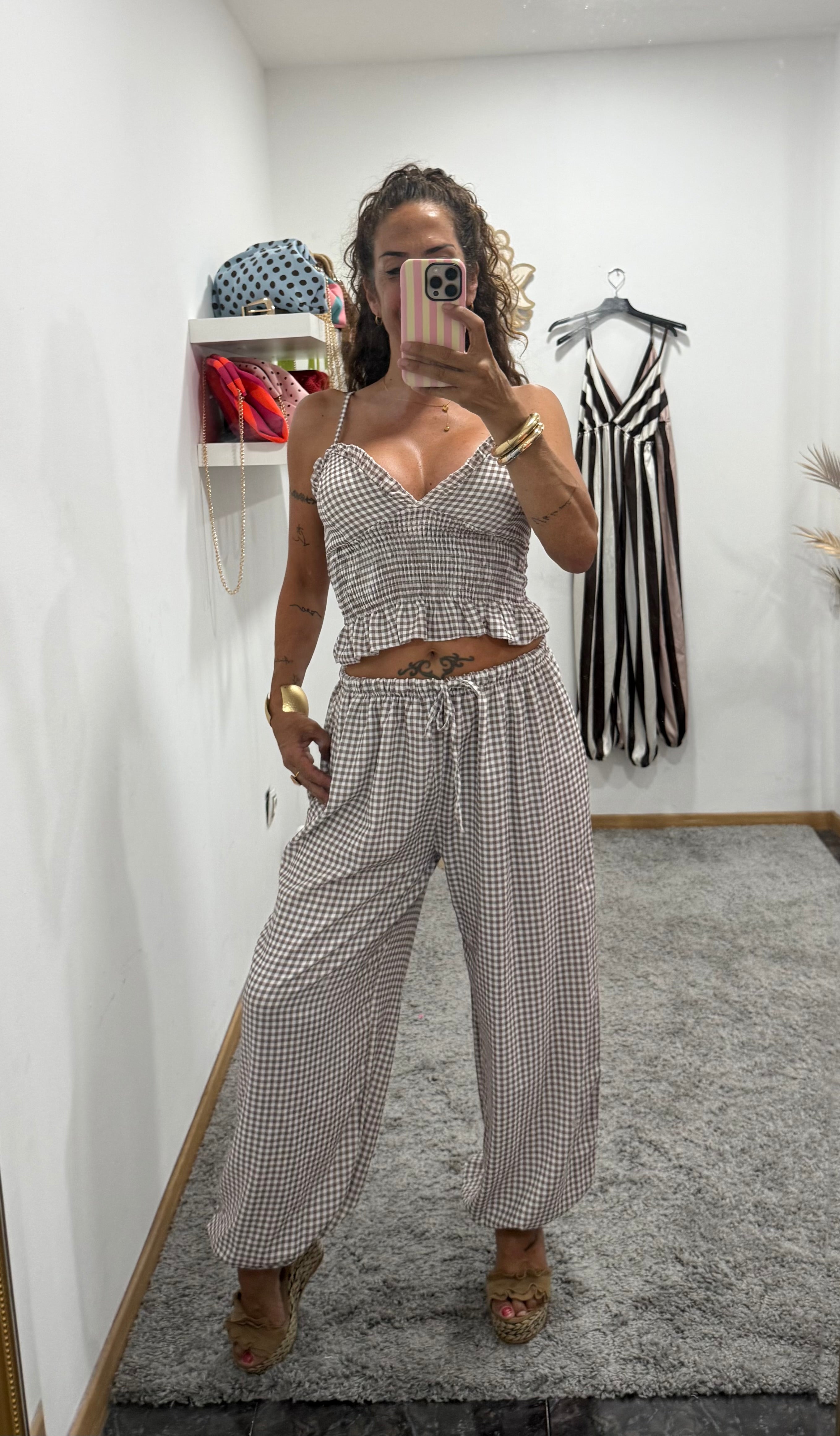 CONJUNTO VICHY TOP Y PANTALÓN