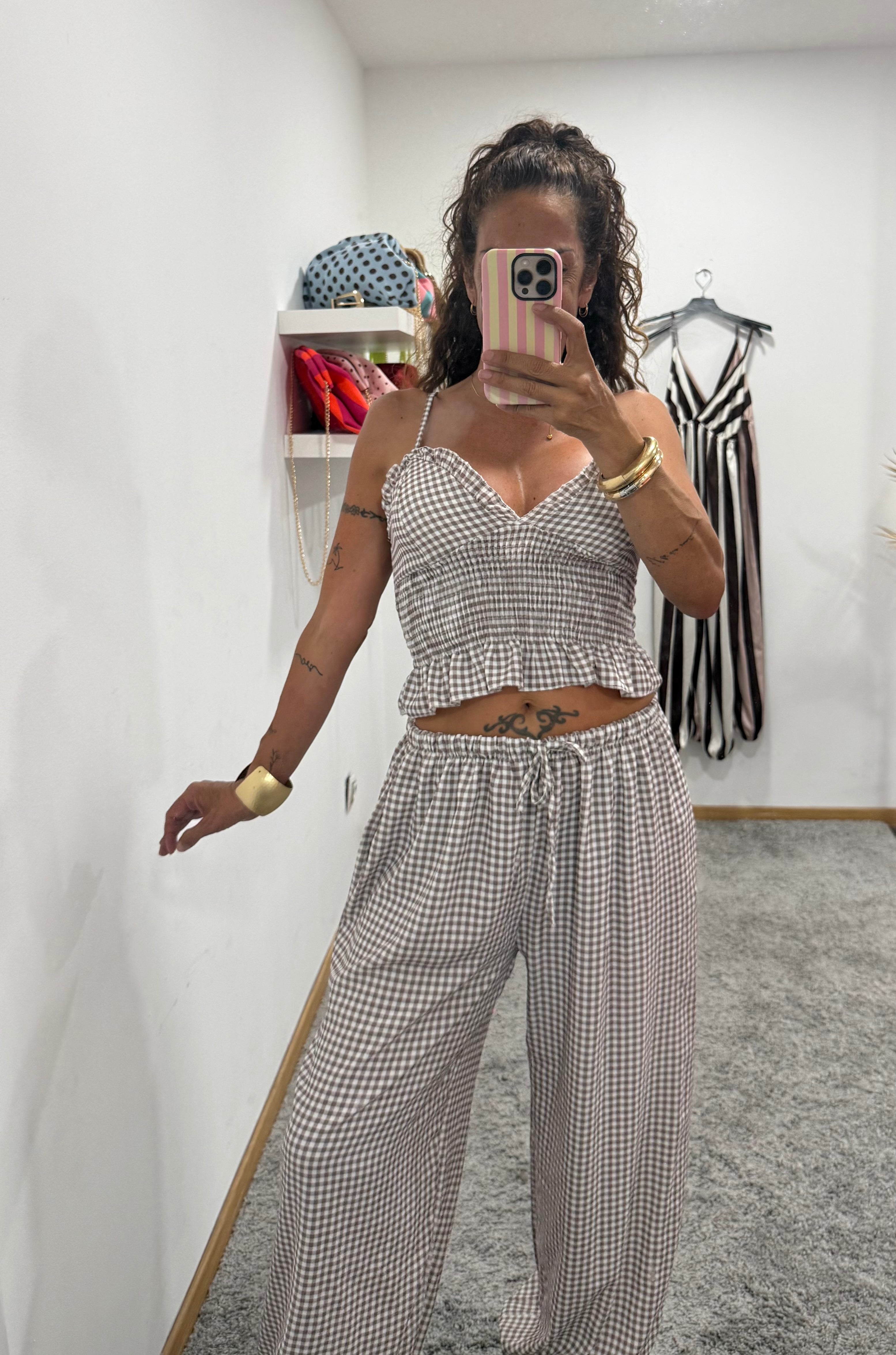 CONJUNTO VICHY TOP Y PANTALÓN