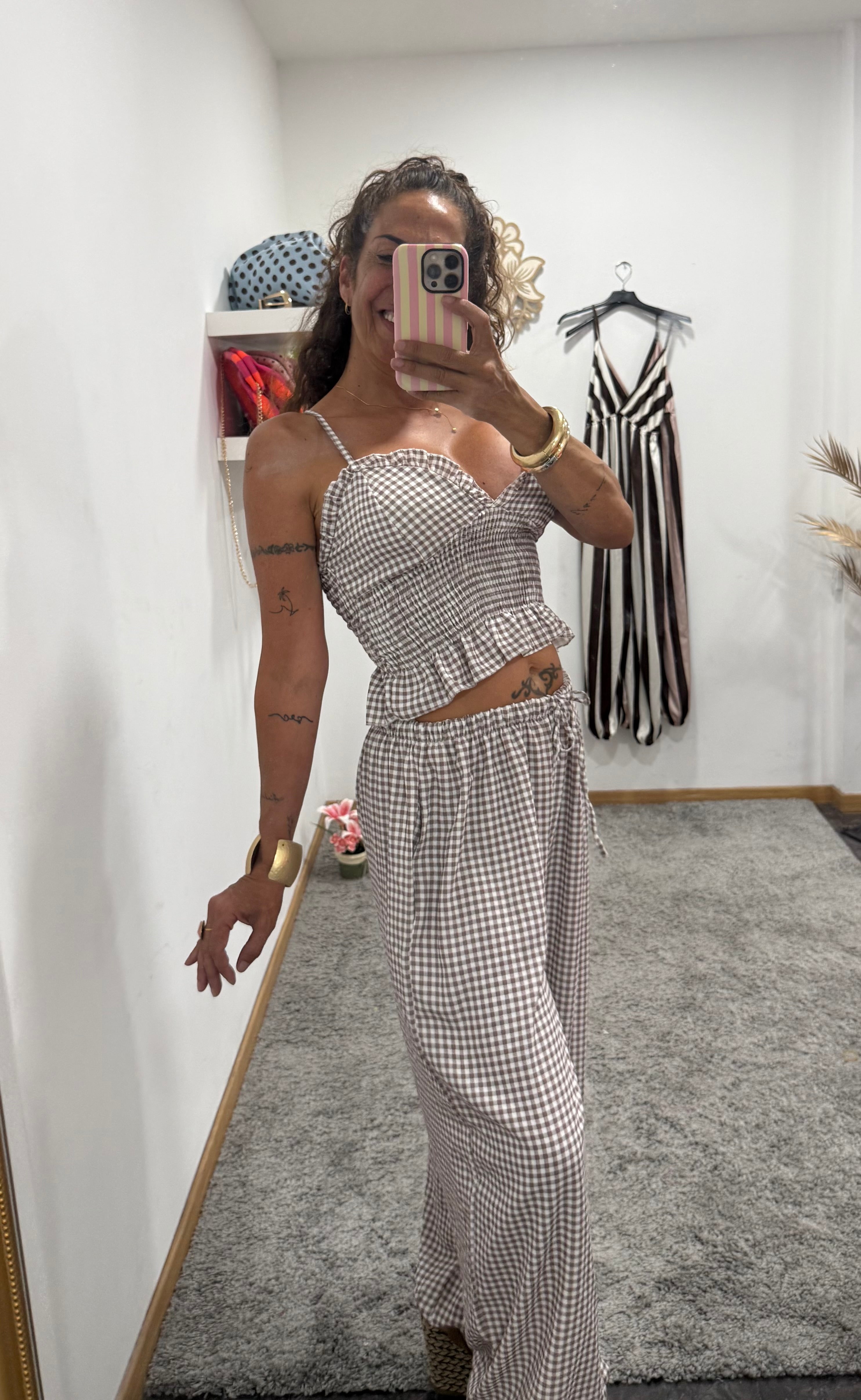 CONJUNTO VICHY TOP Y PANTALÓN