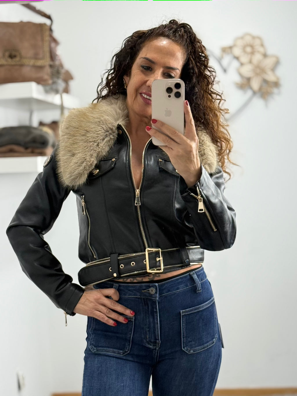 cazadora polipiel cuello pelo