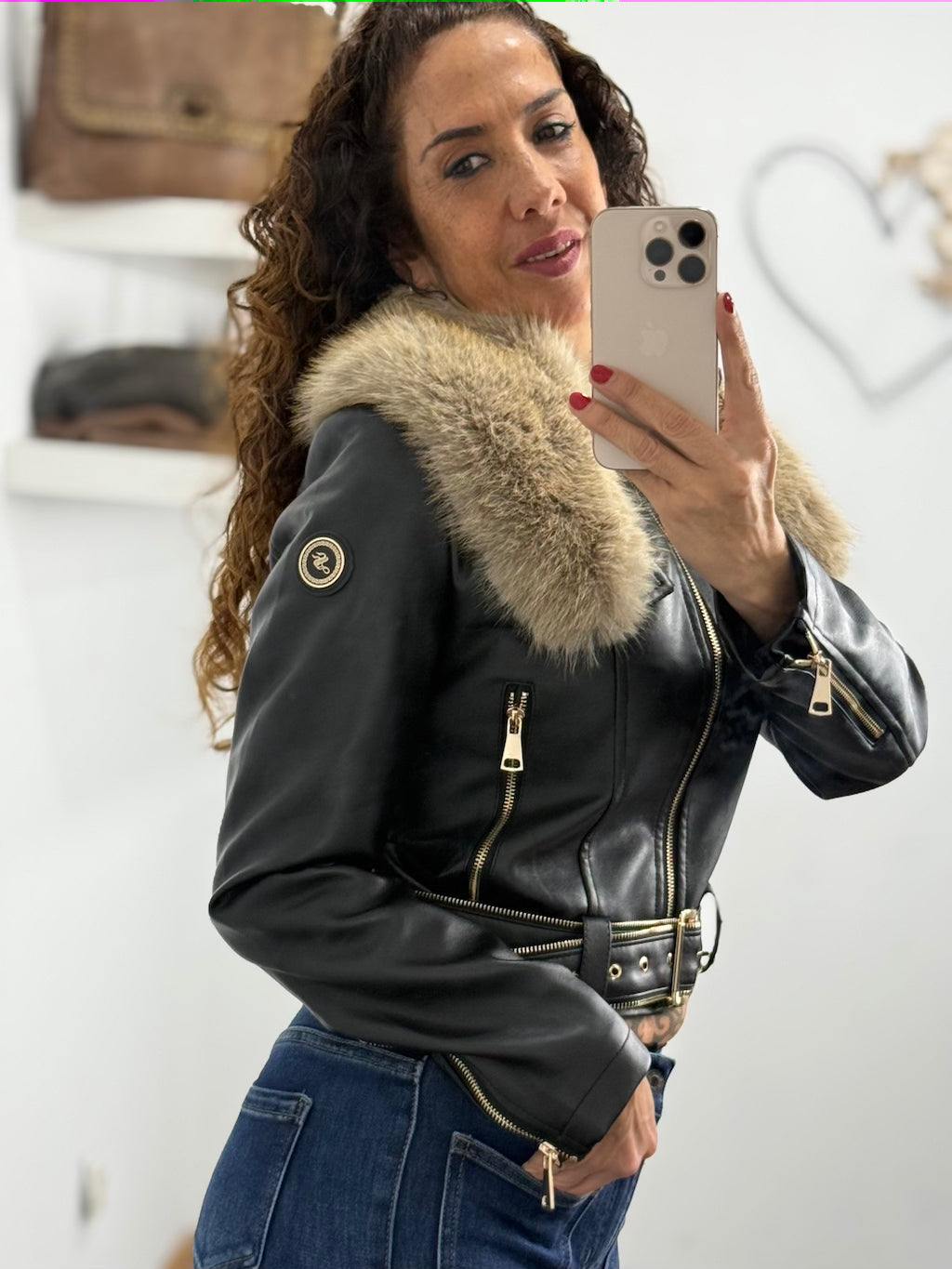 cazadora polipiel cuello pelo