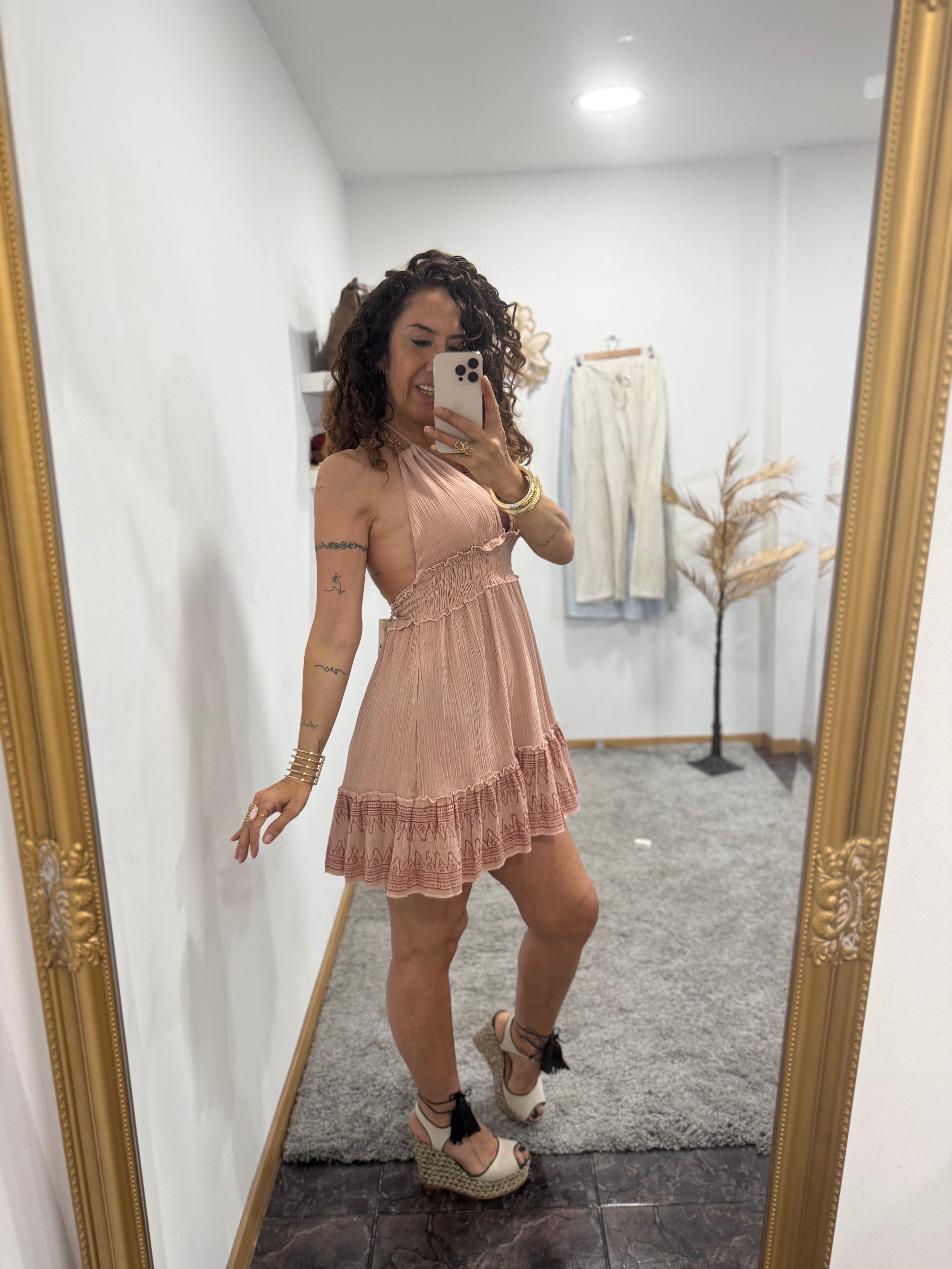 Vestido Halter Rose