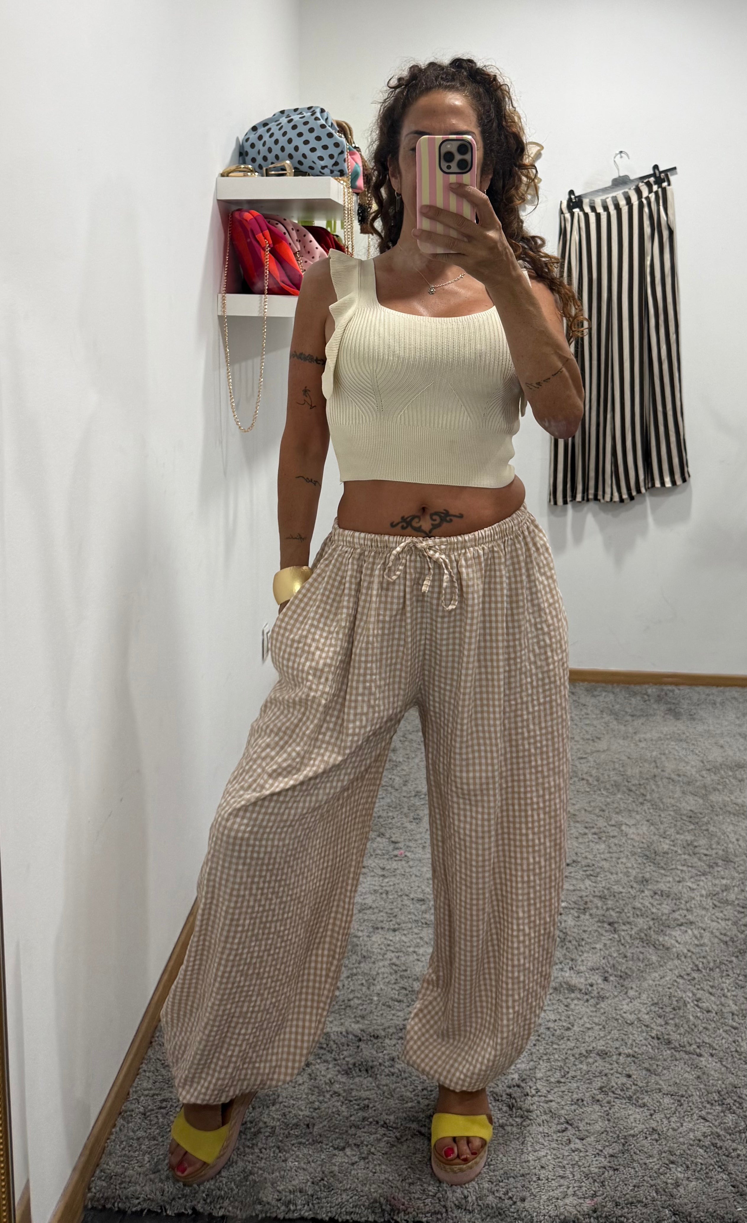 Pantalon boho vichy