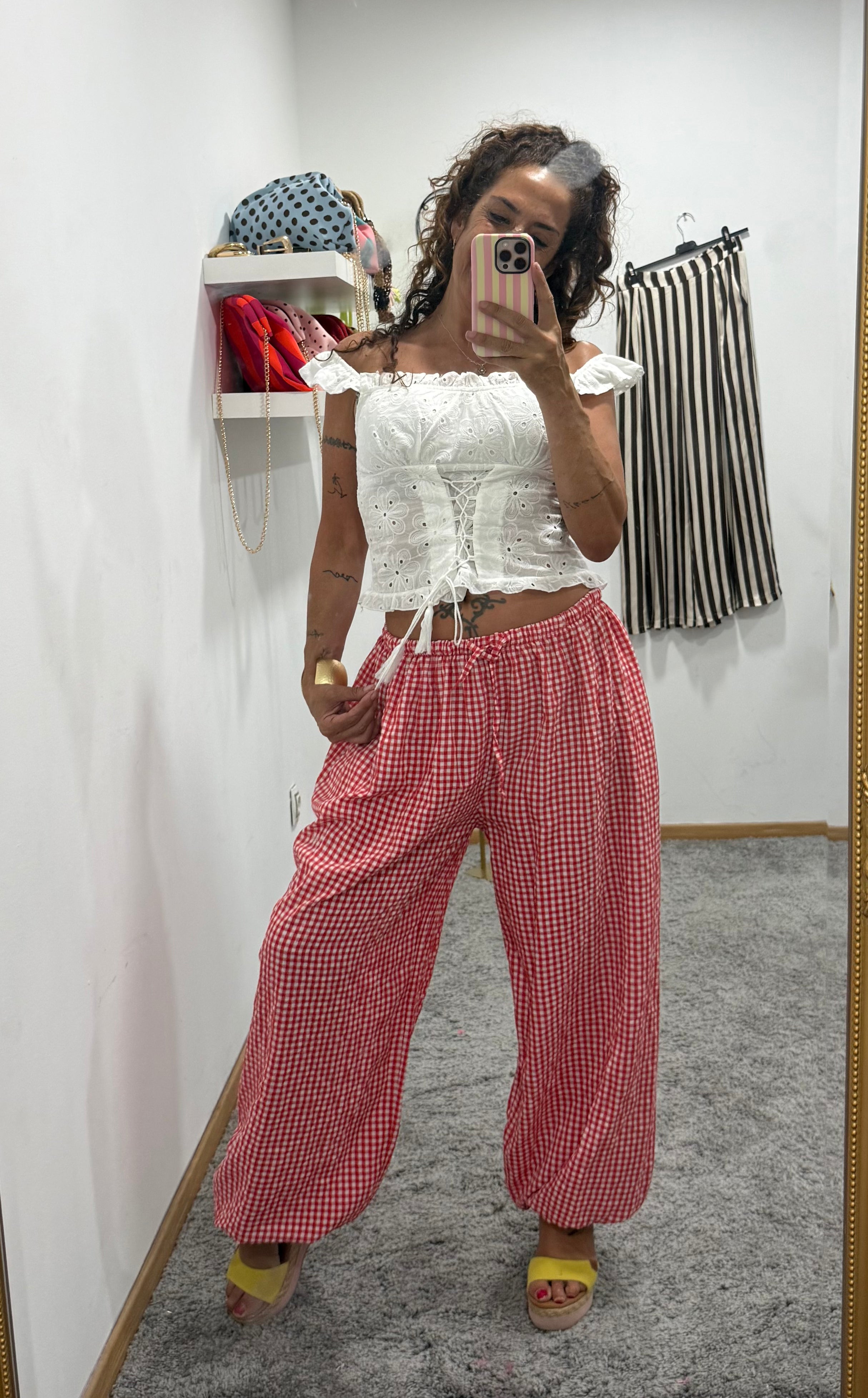 Pantalon boho vichy